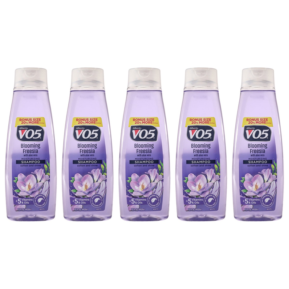 Alberto VO5 Moisturizing Blooming Freesia Shampoo by Alberto VO5 for Unisex - 15 oz Shampoo - Pack of 5