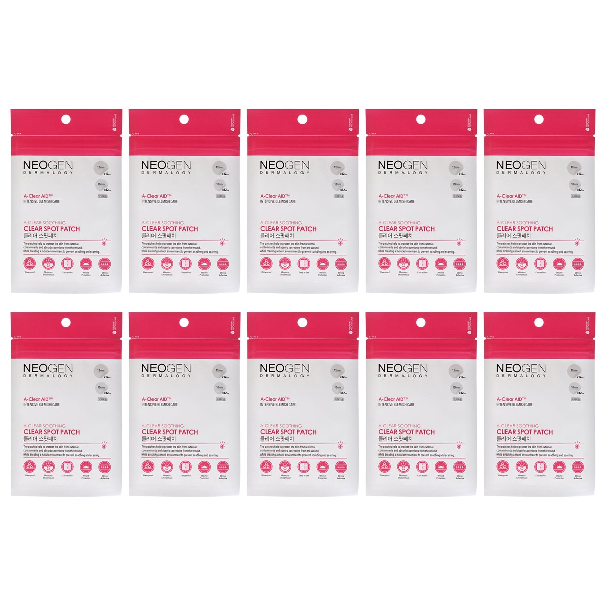 Neogen Dermalogy A-Clear Soothing Spot Patch by Neogen for Unisex - 24 Count Patches - Pack of 10