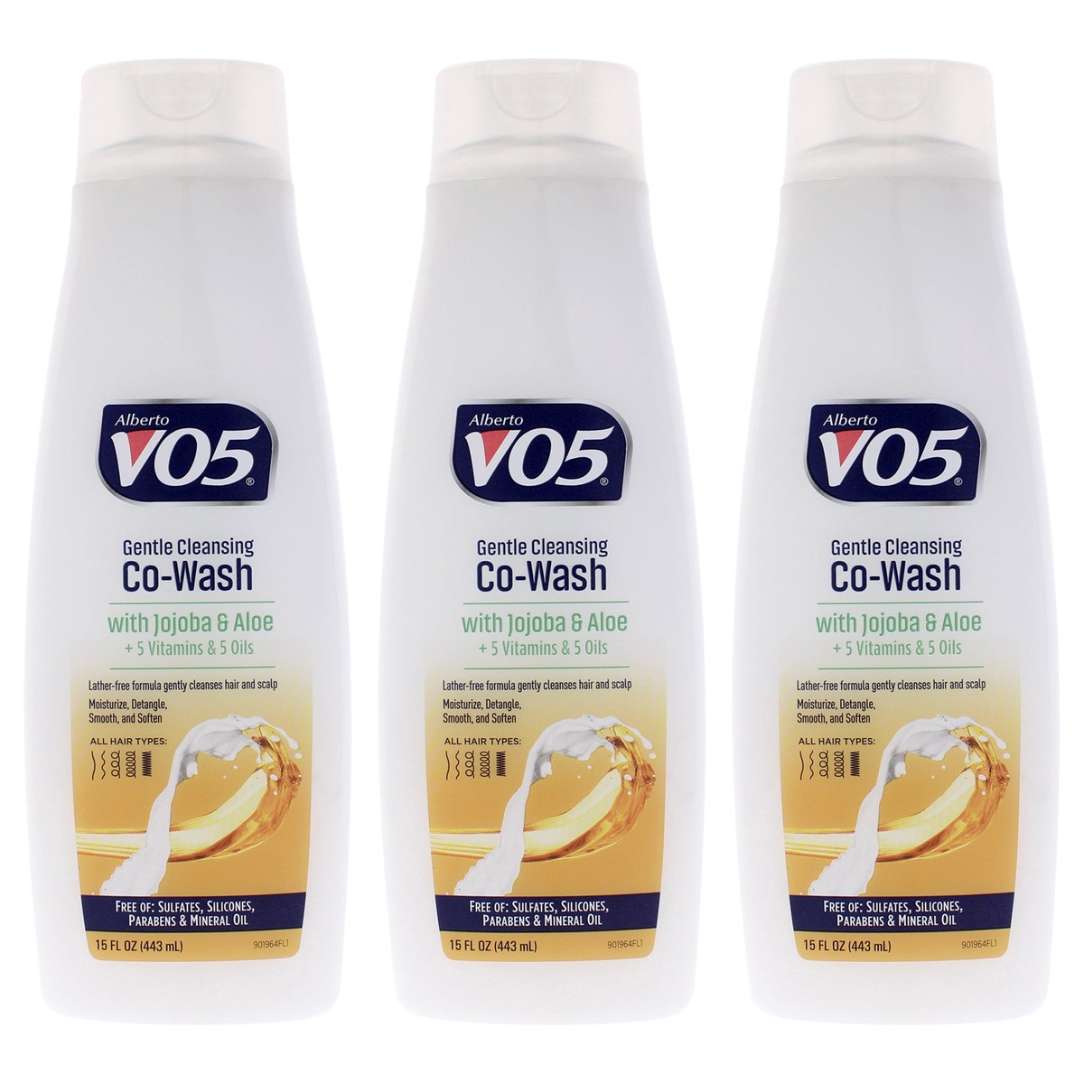Alberto VO5 Gentle Cleansing Cowash - Jojoba and Aloe by Alberto VO5 for Unisex - 15 oz Cleanser - Pack of 3