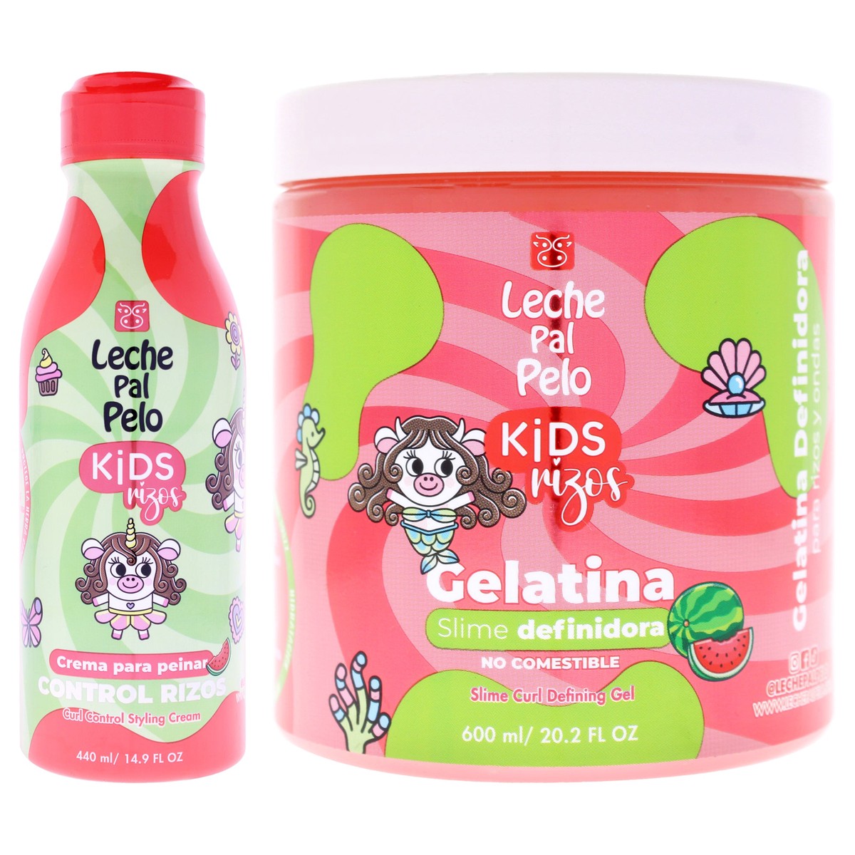 Leche Pal Pelo Kids Curly Kit by Leche Pal Pelo for Kids - 2 Pc Kit 14.9oz Curl Control Styling Cream, 20.2oz Slime Curl Defining Gel