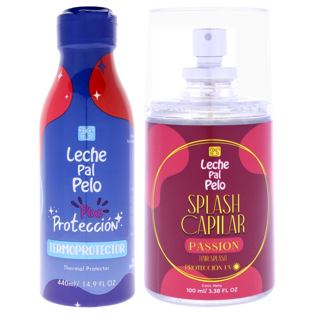 Leche Pal Pelo Leche Pal Pelo Kit by Leche Pal Pelo for Women - 2 Pc Kit 3.38oz Hair Splash - Passion, 14.9oz Protection Plus - Thermal Protector