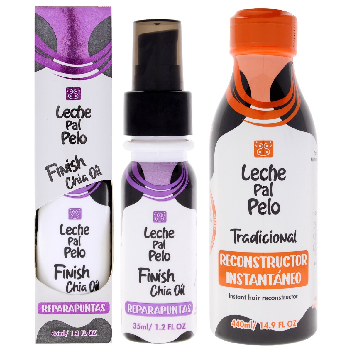 Leche Pal Pelo Traditional Kit by Leche Pal Pelo for Women - 2 Pc Kit 1.2oz Finish Chia Oil, 14.9oz Instant Hair Reconstructor