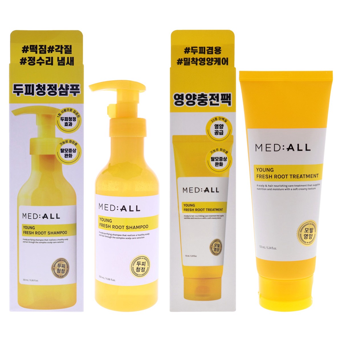 Med:All Young Fresh Root Kit by Med:All for Unisex - 2 Pc Kit 11.26oz Shampoo, 5.24oz Treatment