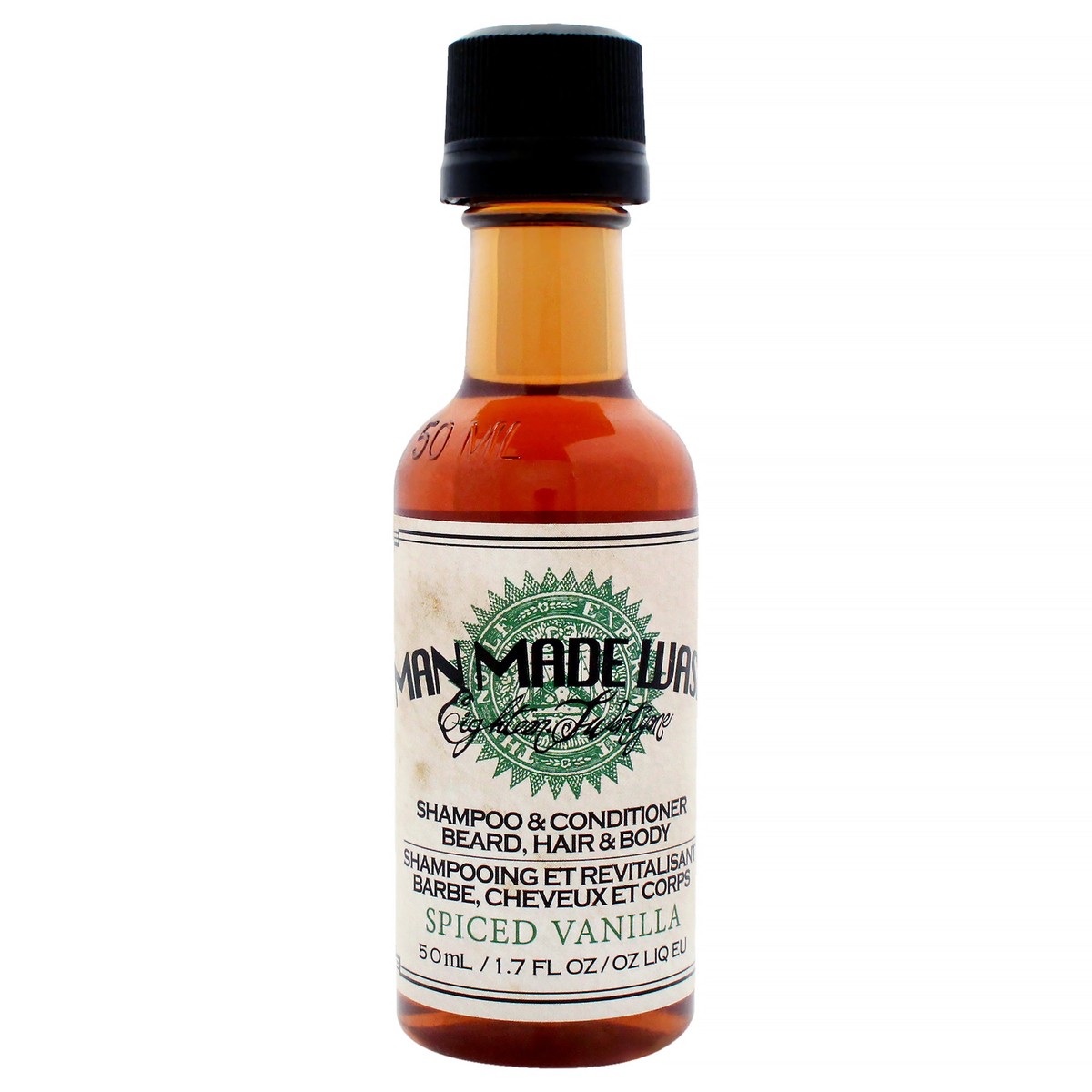 18.21 Man Made 3-In-1 Man Made Wash - Spiced Vanilla by 18.21 Man Made for Men - 1.7 oz Shampoo, Conditioner and Body Wash